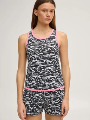 Top z tyłem w stylu racerback w zwierzęcy wzór, czarno-biały Joop