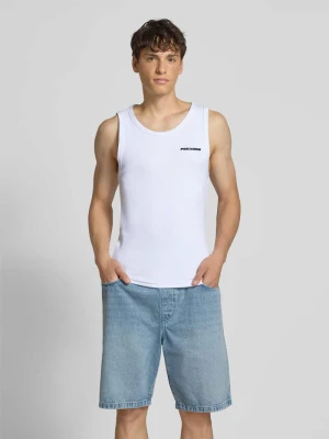 Top z wyhaftowanym logo i okrągłym dekoltem Pegador