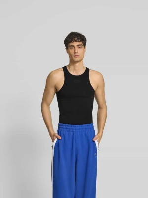 Top z wyhaftowanym logo Vetements Czarny