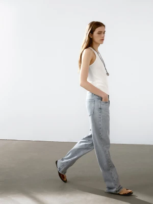 Top Ze 100% Bawełny Z Dekoltem Halter - Surowy - - Massimo Dutti - Kobieta
