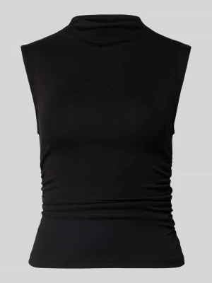 Top ze stójką i marszczeniami Gina Tricot Czarny