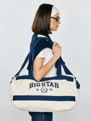 Torba bawełniana z kontrastowymi taśmami perłowa Ivy 103 BIG STAR