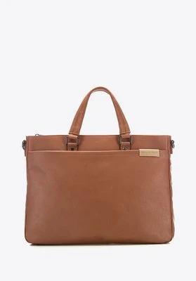 Torba do laptopa na ramię i do ręki ze skóry ekologicznej brązowa Wittchen