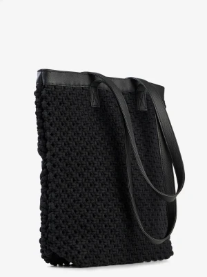 Torba makramowa typu shopper BonPrix czarny