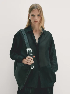 Torba Maxi Ze Skóry Nappa - Czarny - - Massimo Dutti - Kobieta