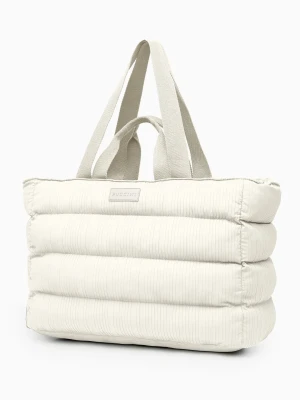 Torba miejska pikowana z kieszenią na laptopa 15,6 cali beżowa Puccini