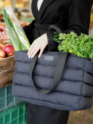 Torba miejska pikowana z kieszenią na laptopa 15, 6 cali czarna Puccini