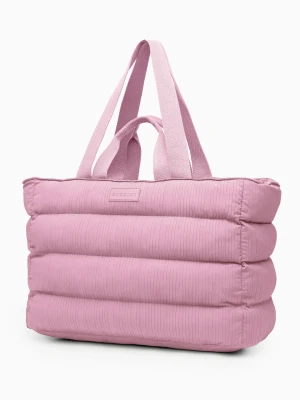 Torba miejska pikowana z kieszenią na laptopa 15,6 cali różowa Puccini