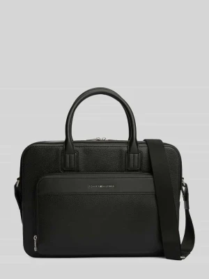 Torba na laptop z taśmą do mocowania na walizce i z napisem z logo Tommy Hilfiger czarny