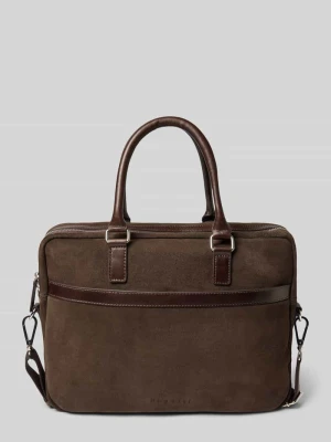 Torba na laptop ze skóry z paskiem na ramię model 'Diego' Bugatti Ciemnobrązowy