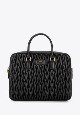 Torba na laptopa 14’’ ze skóry w pionowe pikowanie czarna Wittchen