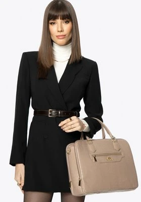 Torba na laptopa 15,6" skórzana o fakturze croco beżowa Wittchen