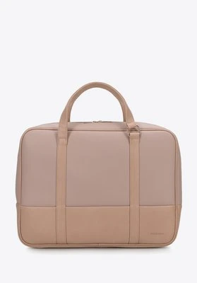 Torba na laptopa 15,6” z ekoskóry o dwóch fakturach beżowa Wittchen