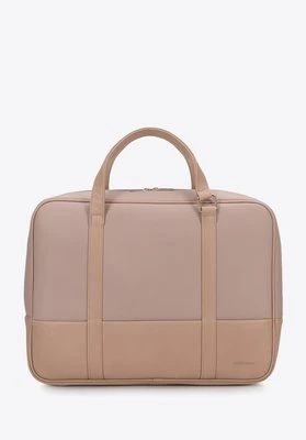 Torba na laptopa 15,6” z ekoskóry o dwóch fakturach beżowa Wittchen