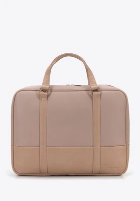 Torba na laptopa 15,6” z ekoskóry o dwóch fakturach dwukomorowa beżowa Wittchen
