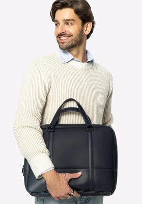 Torba na laptopa 15,6” z ekoskóry o dwóch fakturach dwukomorowa granatowa Wittchen