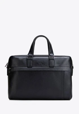 Torba na laptopa 15,6” ze skóry naturalnej dwukomorowa czarna Wittchen
