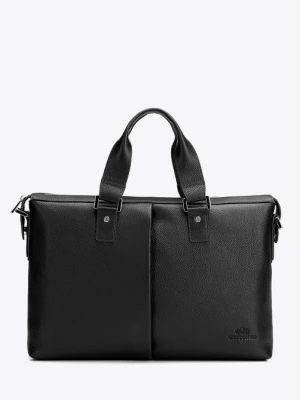 Torba na laptopa 15, 6” ze skóry naturalnej groszkowej czarna Wittchen
