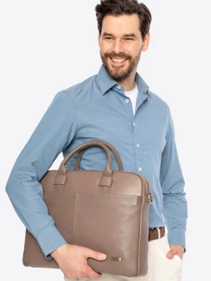 Torba na laptopa 16" ze skóry taupe Wittchen