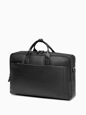 Torba na laptopa 17 cali skórzana czarna Puccini