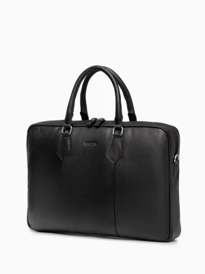 Torba na laptopa 17 cali skórzana duża czarna Puccini