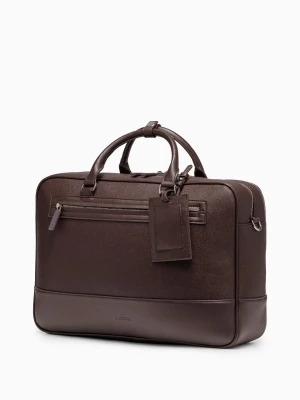 Torba na laptopa 17 cali ze skóry ekologicznej elegancka brązowa Puccini