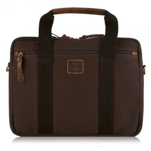 Włoska torba na laptopa z uchwytem na walizkę brązowa Merg