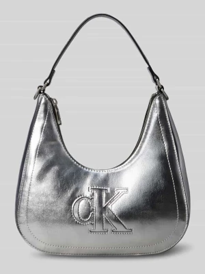 Torba na ramię z detal z logo Calvin Klein Srebrny