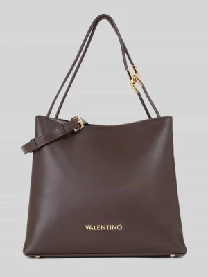 Torba na ramię z detal z logo i odpinanym paskiem na ramię VALENTINO BAGS Ciemnobrązowy