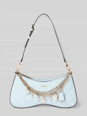 Torba na ramię z detal z logo model 'Libby' Guess Jasnoniebieski