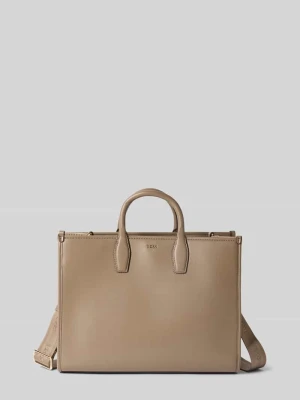 torba na ramię z detal z logo model 'Sandy MED Tote' Boss Beżowy