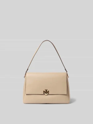 Torba na ramię z detalem z logo Tory Burch Beżowy