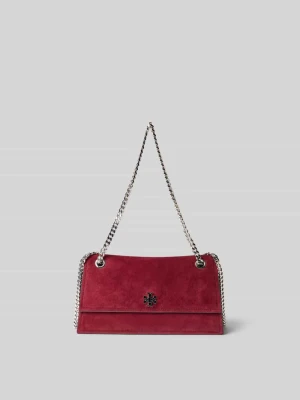 Torba na ramię z detal z logo Tory Burch Ciemnoczerwony