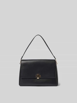 Torba na ramię z detalem z logo Tory Burch Czarny