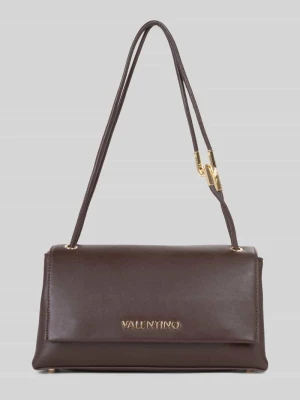 torba na ramię z detal z logo VALENTINO BAGS Ciemnobrązowy