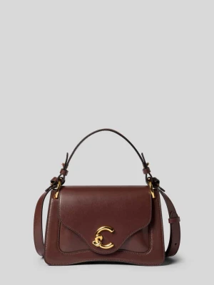 Torba na ramię z detalem z logo Coccinelle Ciemnobrązowy