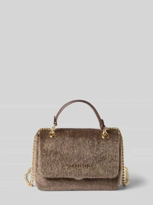 Torba na ramię z detalem z logo VALENTINO BAGS Ciemnobrązowy