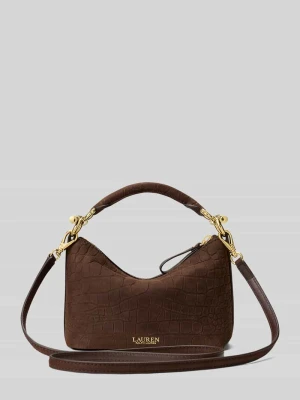 Torba na ramię z naturalnej skóry bydlęcej model 'BLKE MINI' Lauren Ralph Lauren Ciemnobrązowy