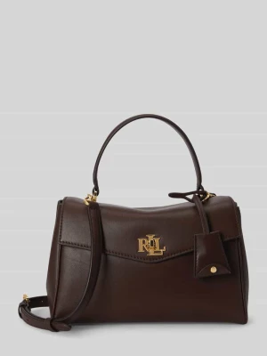 Torba na ramię z naturalnej skóry z odpinanym paskiem na ramię Lauren Ralph Lauren Ciemnobrązowy