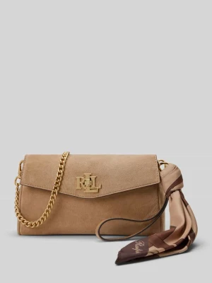 Torba na ramię z naturalnej skóry z owcy Lauren Ralph Lauren Camel