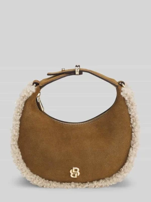 Torba na ramię z obszyciem z shearlingu Boss Camel