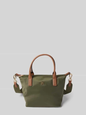 Torba na ramię z obszyciem ze skóry naturalnej model ‘POPETTE’ Tommy Hilfiger