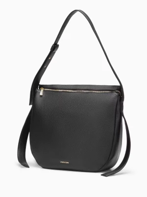 Torba na ramię z ozdobnymi paskami czarna Puccini