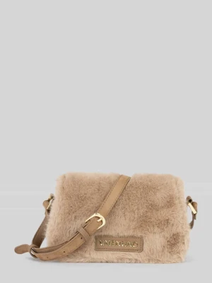 Torba na ramię z poliestru o wyglądzie sztucznego futra model 'ICELAND' VALENTINO BAGS Beżowy