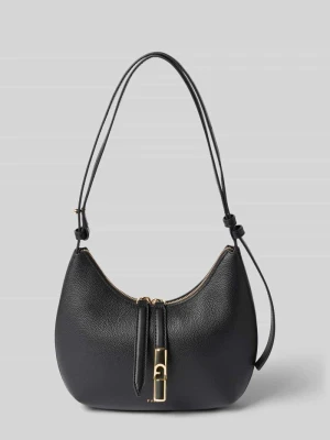 Torba na ramię z prawdziwej skóry z detal z logo model 'Goccia' Furla Czarny