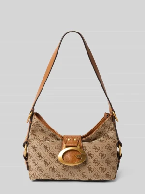 Torba na ramię z wyhaftowanym logo na całej powierzchni model 'Camden' Guess Koniakowy