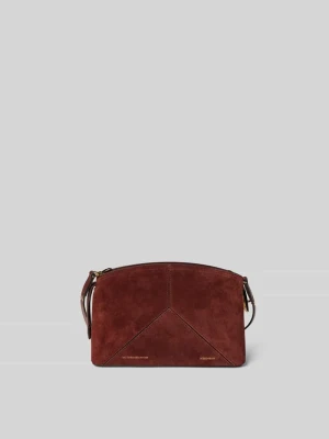Torba na ramię z wytłoczonym logo Victoria Beckham Ciemnobrązowy
