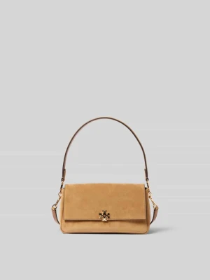 Torba na ramię z zamszowym wykończeniem Tory Burch Jasnobrązowy