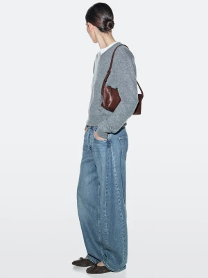 Torba Na Ramię Ze Skóry Nappa - Bordowy - - Massimo Dutti - Kobieta