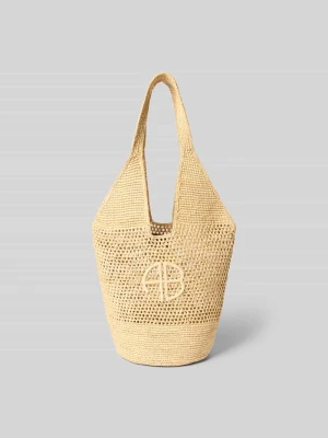 Torba plażowa z naszywką z logo Anine Bing Beżowy